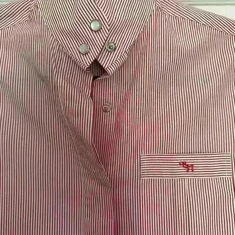 Pre-Owned Cynthia Munro Pink Pinstripe Hadfield Cuff Shirt -Pearlized buttons - Picture 8 of 8